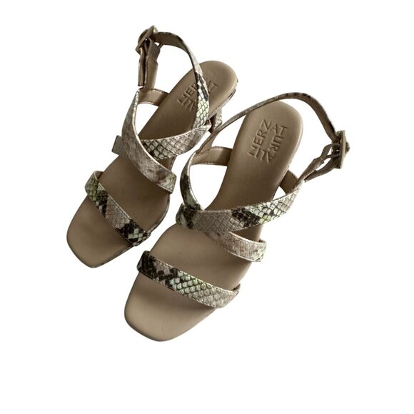 NATURALIZER Snake Print Multicolor Leather Sandals Heels Size 5 - Picture 3 of 8